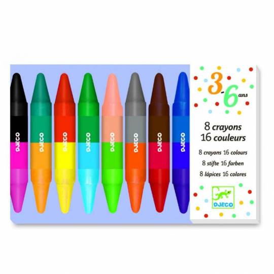 8 crayons de cire double côtés Djeco - 1