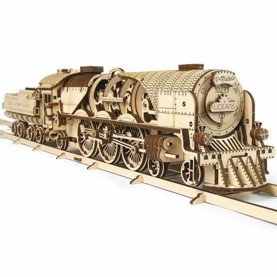 Locomotive V-Express - Puzzle 3d Mécanique en bois UGEARS - 1