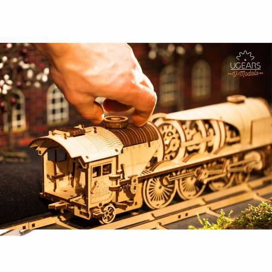 Locomotive V-Express - Puzzle 3d Mécanique en bois UGEARS - 4