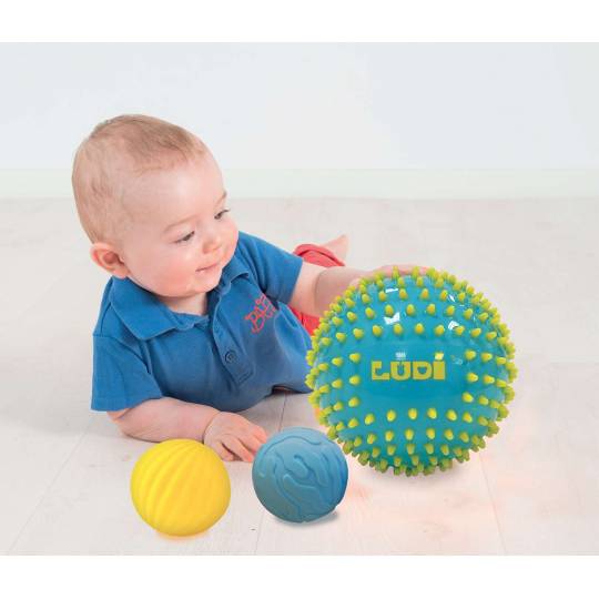 3 Balles Sensorielles Bleues et jaunes - Ludi LUDI - 4