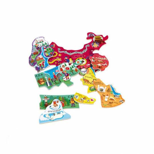 Puzzle en bois monde magnétique 90 magnets - Puzzle éducatif enfant