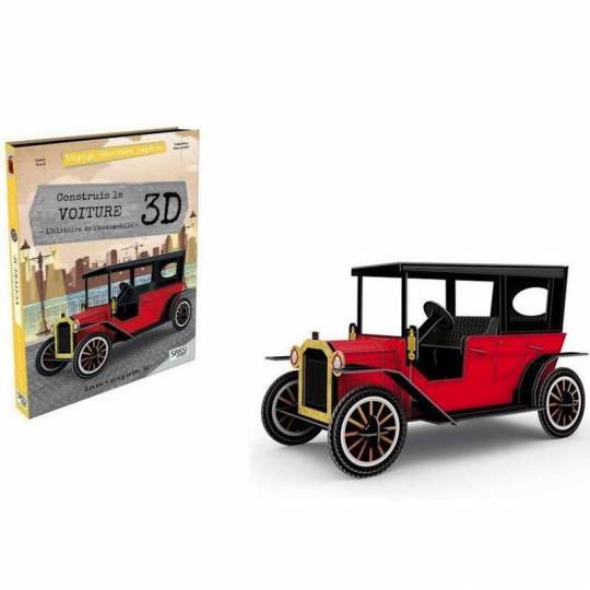 Construis la voiture 3D + Histoire de l'automobile - Livre + maquette Sassi  - 19,90€