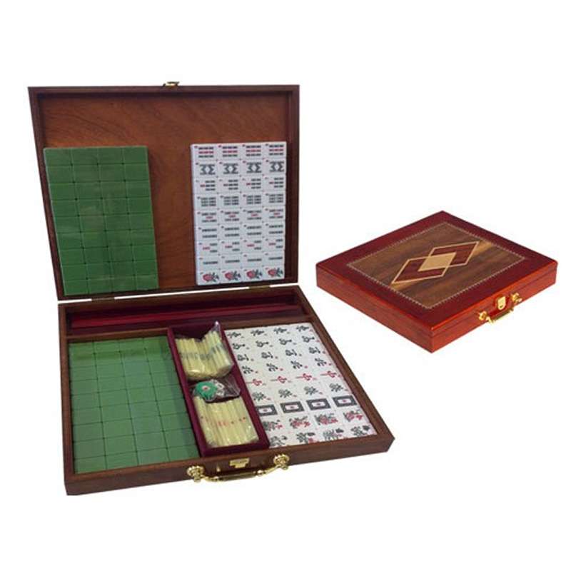 Mahjong coffret en bois marqueté