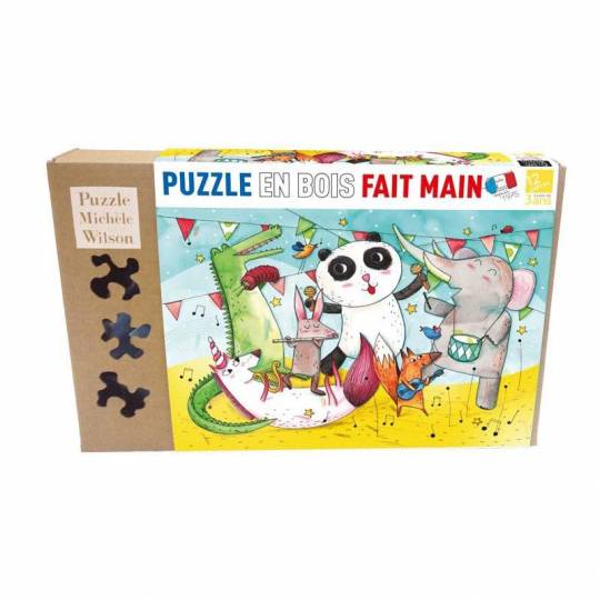 Puzzle en bois Le concert des Animaux - 12 Pièces Boite Kraft Puzzle Michèle Wilson - 1
