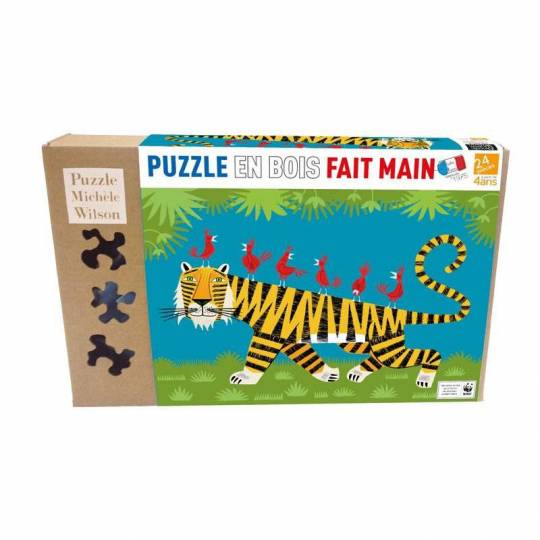 Puzzle en bois Le Tigre - 24 Pièces Boite Kraft Puzzle Michèle Wilson - 1