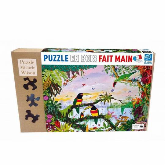 Puzzle en bois La Jungle - 100 Pièces Boite Kraft Puzzle Michèle Wilson - 1
