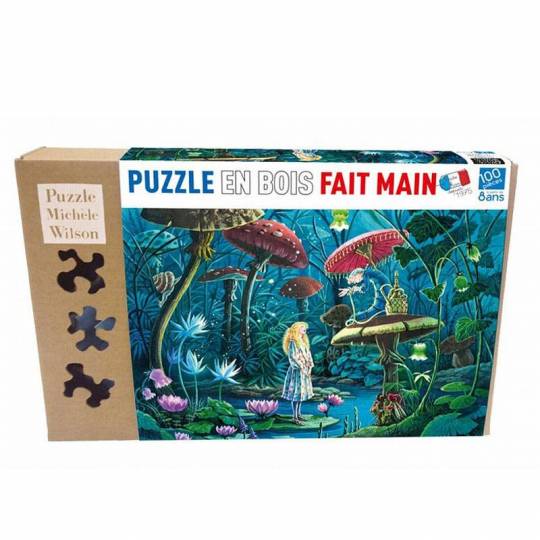 Puzzle en bois Alice aux Pays des Merveilles - 100 Pièces Boite Kraft Puzzle Michèle Wilson - 1