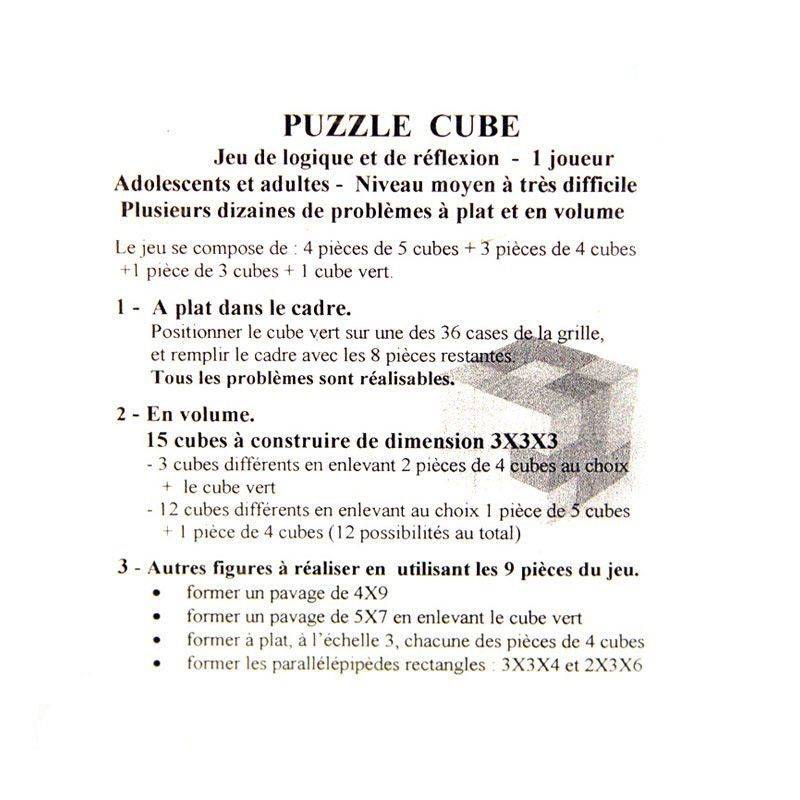 Casse-tête Puzzle cube à plat ou en volume - Création Jeandel