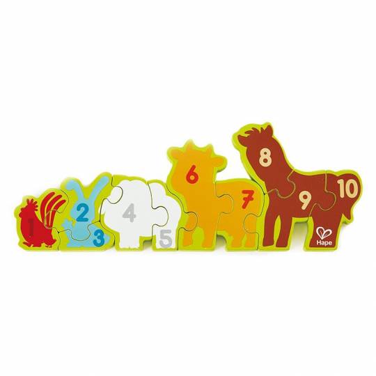 Puzzle en bois réversible animaux de la ferme et chiffres - Hape Hape - 4