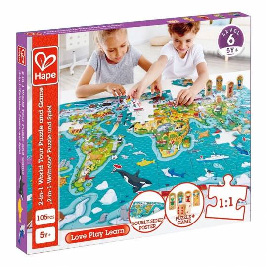 Puzzle et jeu tour du monde - Hape Hape - 1