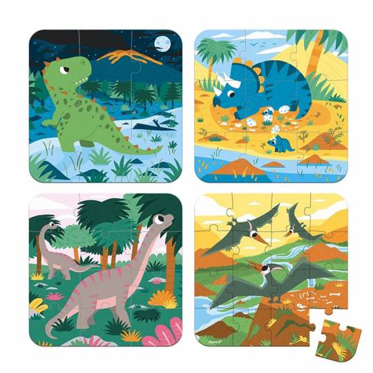 4 Puzzles évolutifs - Dinosaures - Janod Janod - 2