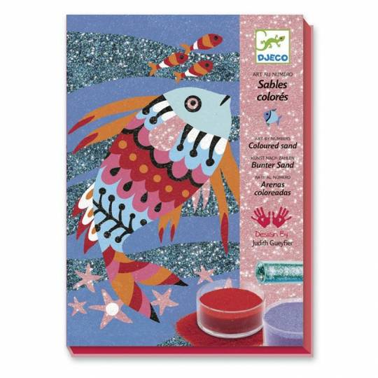 Sables colorés avec paillettes poissons - Art au numéro Djeco - 1