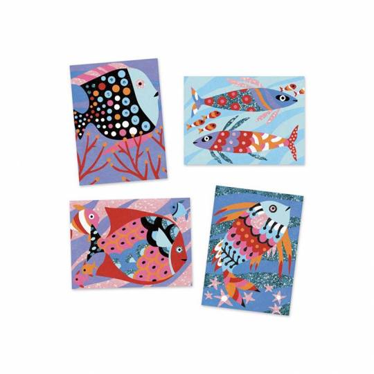 Sables colorés avec paillettes poissons - Art au numéro Djeco - 2