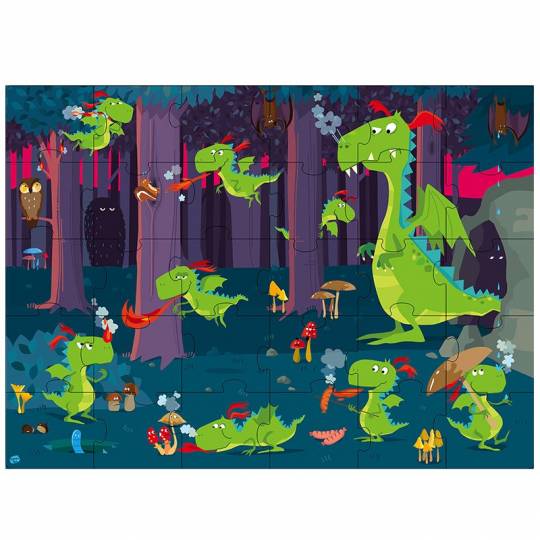 Puzzle géant et livre - La forêt des dragons Sassi - 1