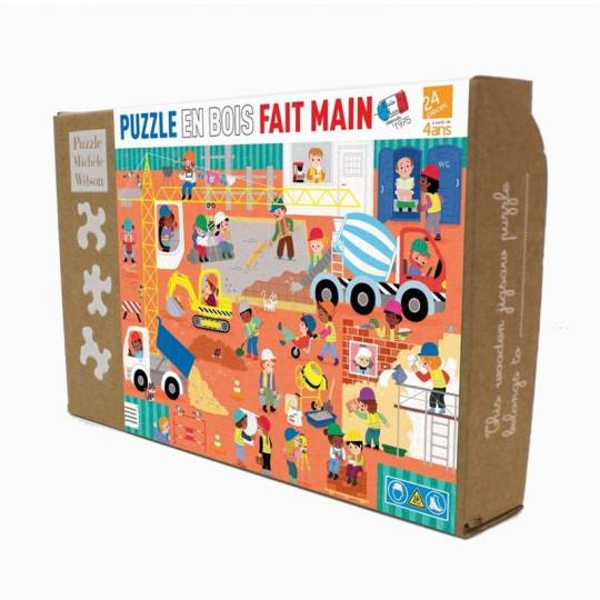 Puzzle bois - Le chantier - 24 pcs Puzzle Michèle Wilson - 1