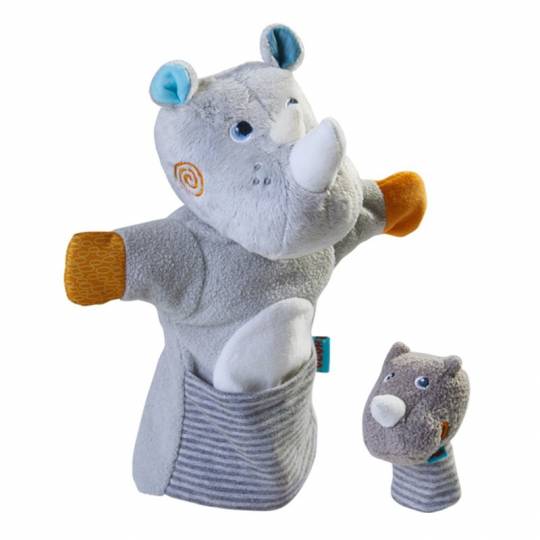 Marionnette à main - Rhinocéros avec bébé Haba - 1