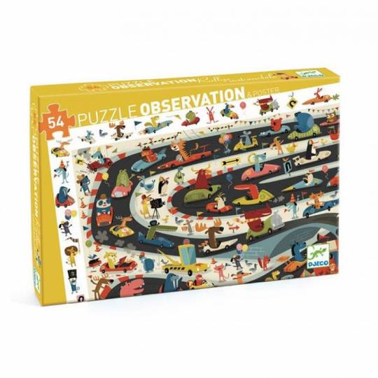 Puzzle d'observation Rallye automobile - 54 pcs Djeco - 1