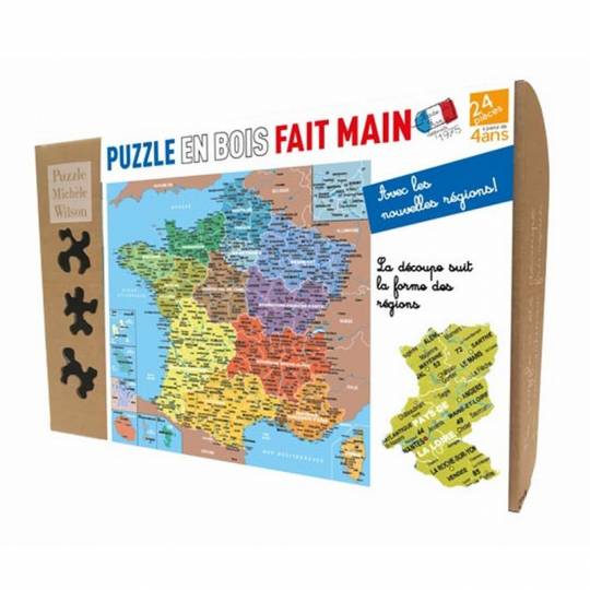 Puzzle en bois Carte de France Régions - 24pcs Puzzle Michèle Wilson - 1