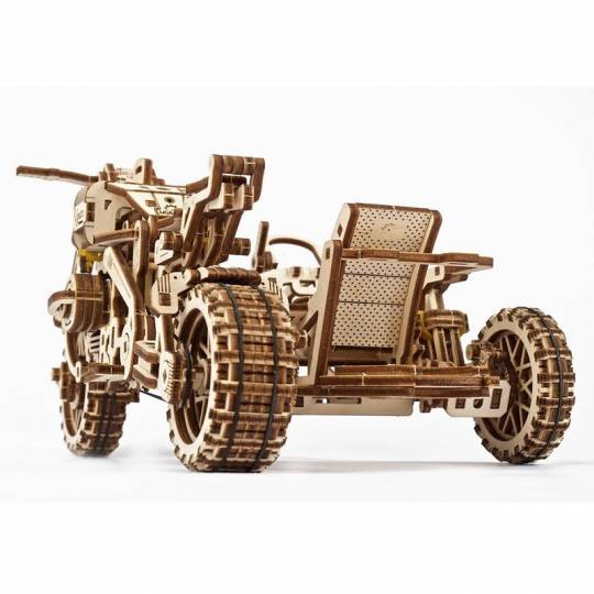 Moto Scrambler UGR-10 avec Side-Car - Puzzle 3D Mécanique en bois UGEARS - 3