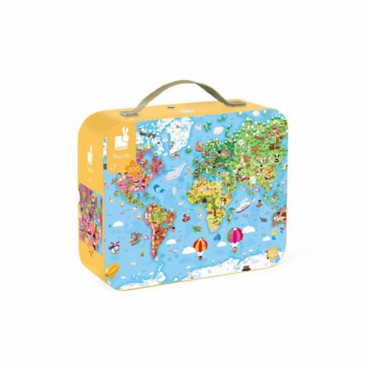 Valisette Puzzle Géant Carte du Monde - 300 pcs Janod - 2