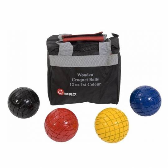 Pack de 4 boules de croquet en bois 340g - couleurs primaires - Uber Uber Games - 1