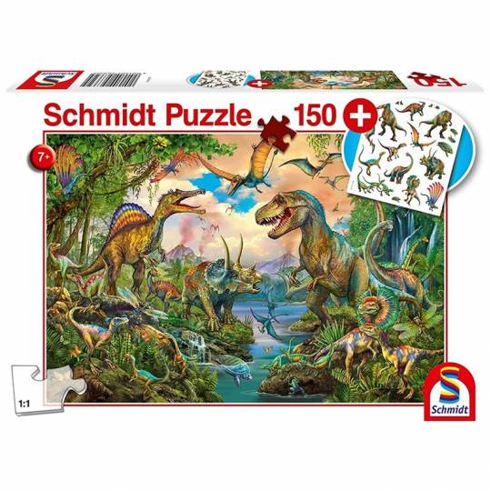 Schmidt Puzzles - Dinos sauvages, avec tatouage dinosaures, 150 pcs Schmidt - 1