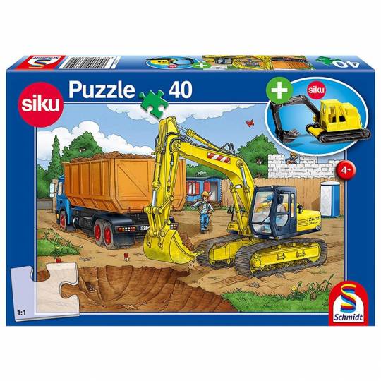 Schmidt Puzzles - Pelleteuse, 40 pcs, avec modèle SIKU Schmidt - 1