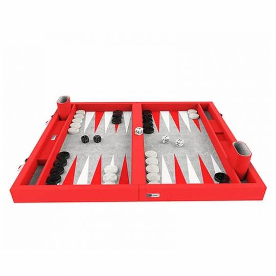 Backgammon Premium 55 cm - intérieur rouge et blanc Ferti - 1