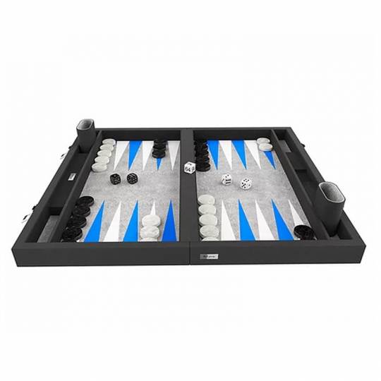 Backgammon Premium 55 cm - intérieur bleu et blanc Ferti - 1