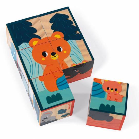 6 Cubes en bois animaux WWF - Janod Janod - 1