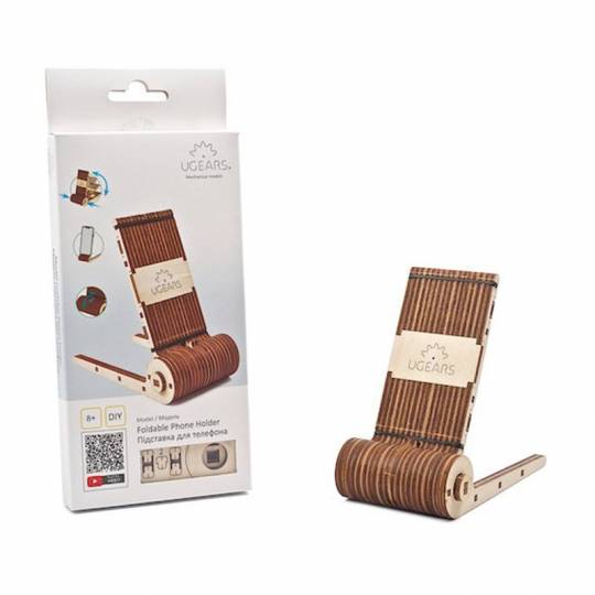 Support Téléphone pliable UGEARS - Puzzle 3D Mécanique en bois UGEARS - 1