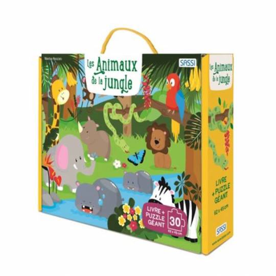 Les animaux de la jungle - Puzzle géant et livre Sassi - 1