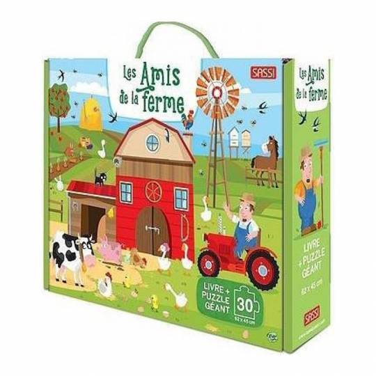 Les Amis de la Ferme - Puzzle géant et livre Sassi - 1