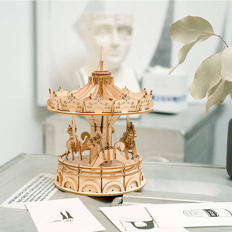 Manège Carrousel Puzzle 3D Mécanique en Bois - Rolife