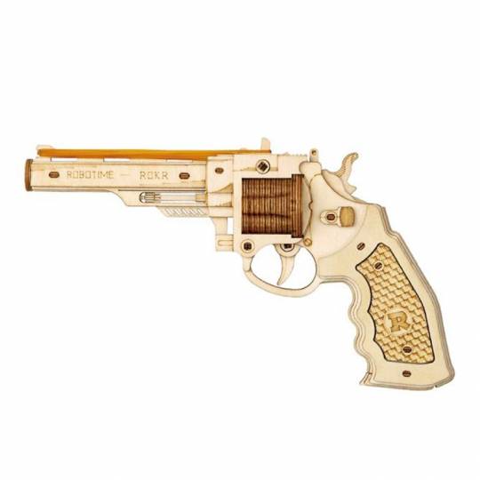 Pistolet à élastique Corsac M60 - Puzzle 3D Mécanique en bois Rokr Rokr - 1