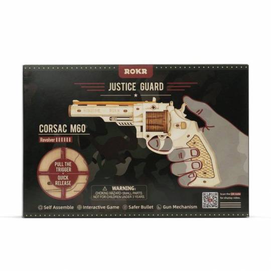 Pistolet à élastique Corsac M60 - Puzzle 3D Mécanique en bois Rokr Rokr - 3