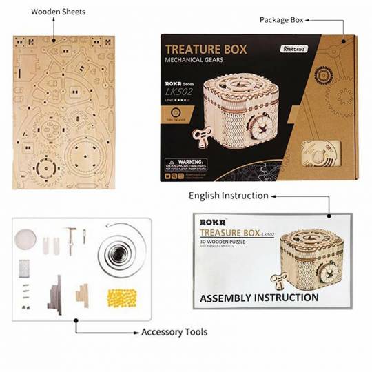 Boîte à trésors - Puzzle 3D Mécanique en bois Rokr Rokr - 3