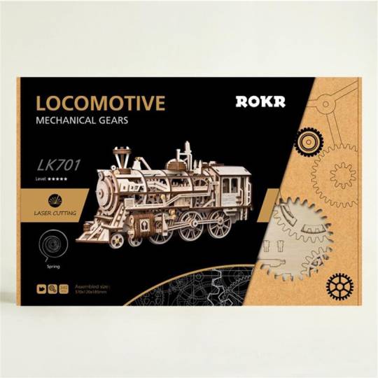 Locomotive à vapeur  - Puzzle 3D Mécanique en bois Rokr Rokr - 3