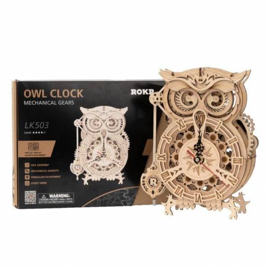 Horloge Hibou - Puzzle 3D Mécanique en bois Rokr Rokr - 2