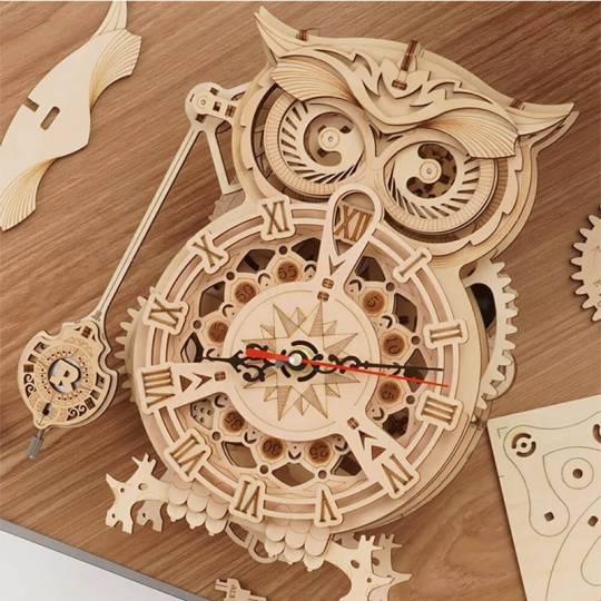 Horloge Hibou - Puzzle 3D Mécanique en bois Rokr- BCD JEUX