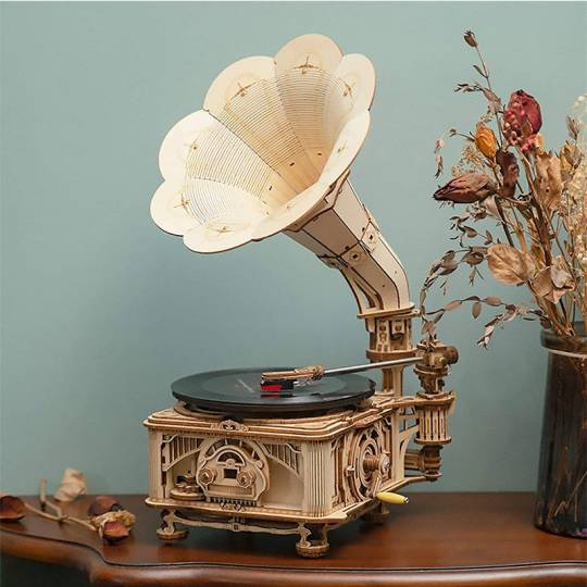 Gramophone à manivelle - Puzzle 3D Mécanique en bois Rokr Rokr - 2