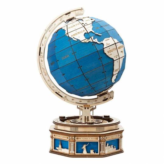 Globe terrestre rotatif surdimensionné - Puzzle 3D Mécanique en bois Rokr Rokr - 1