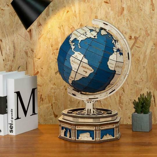 Globe terrestre rotatif surdimensionné - Puzzle 3D Mécanique en bois Rokr Rokr - 2
