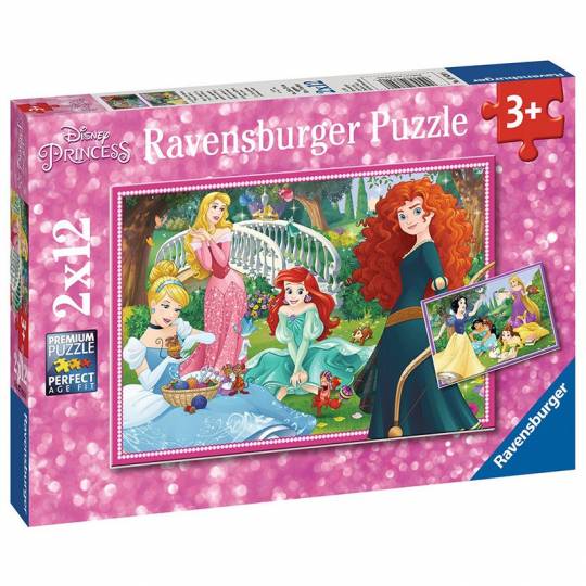 Puzzles 2x12 pcs : Dans le monde des princesses Disney Ravensburger - 1