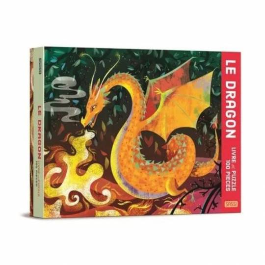 Le Dragon - livre et puzzle de 100 pièces Sassi - 1