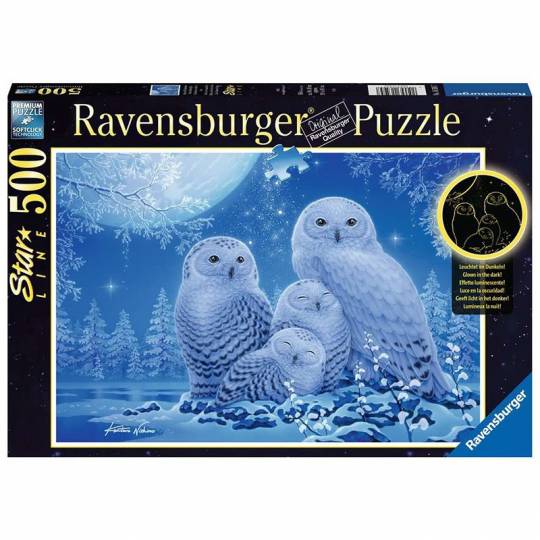 Puzzle Star Line 500 pcs : Chouettes au clair de lune Ravensburger - 1