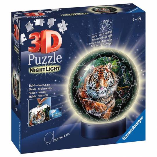 Puzzle 3D Ball 72 pcs illuminé - Les grands félins Ravensburger - 1