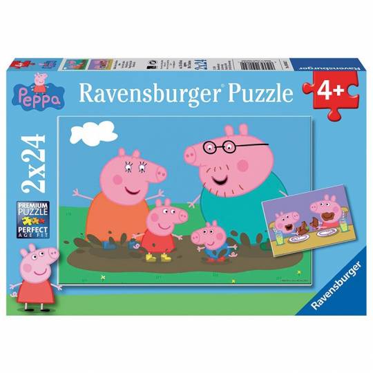 Puzzles 2x24 pcs : La vie de famille - Peppa Pig Ravensburger - 1