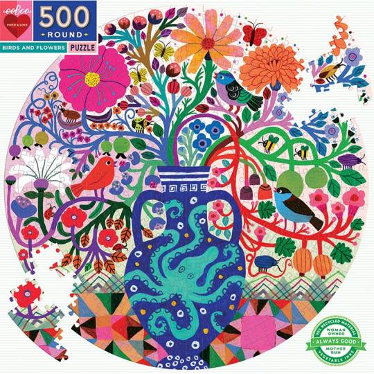 Puzzle Birds and Flowers - 500 pcs Eeboo - 2