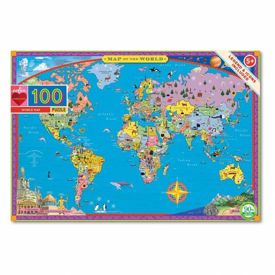 Puzzle World Map - 100 pcs Eeboo - 1